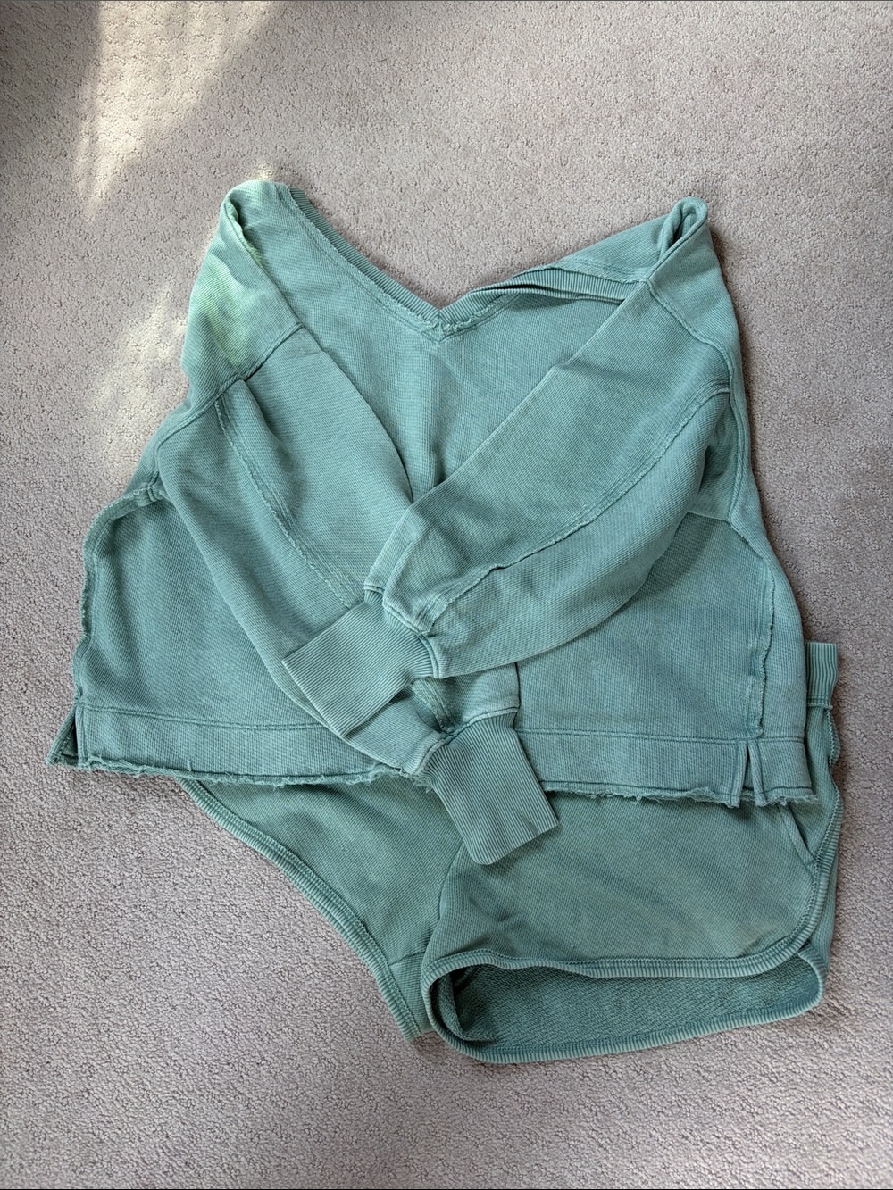 AE Cozy Washed Sage Green Sweatshirt Set